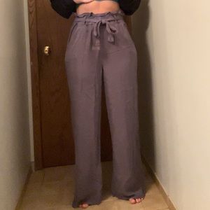 Thread and Supply high waist paper bag pants with tie